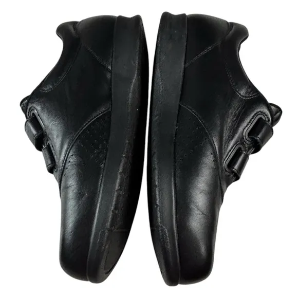 SAS Womens's Me Too Black Leather Shoes Velcro Strap Closure Size 8 Workwear