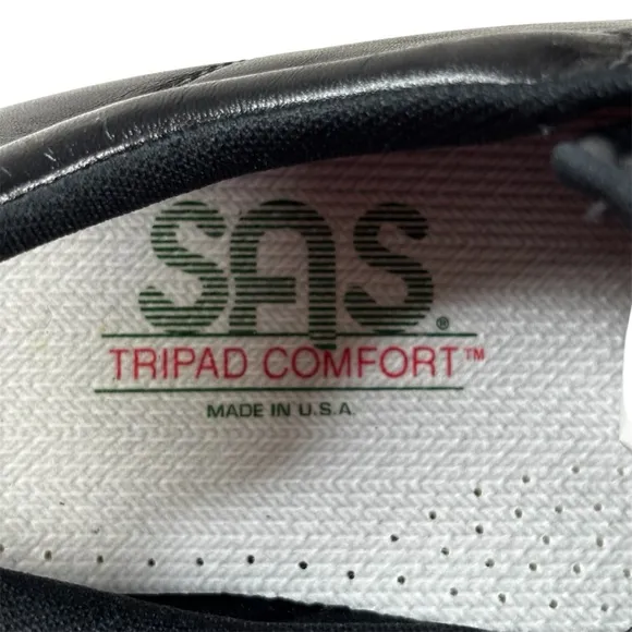 SAS Womens's Me Too Black Leather Shoes Velcro Strap Closure Size 8 Workwear
