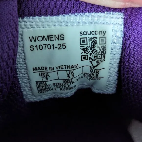 Saucony Cohesion 15 Running Shoes Sneakers Gray Purple Grape Pop Womens 7.5 Grey