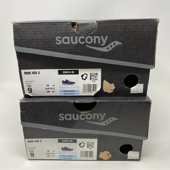 Saucony Men’s Ride ISO 2 Blackout Athletic Running Shoes