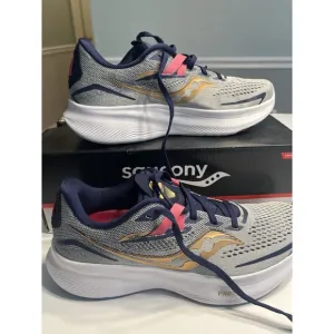 Saucony Ride 15 Gray Blue “Prospect Glass” Running Shoes Sneakers Sz 8.5 - EUC