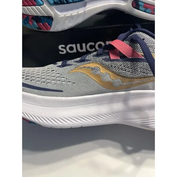 Saucony Ride 15 Gray Blue “Prospect Glass” Running Shoes Sneakers Sz 8.5 - EUC