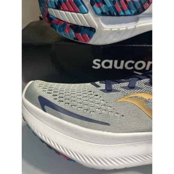 Saucony Ride 15 Gray Blue “Prospect Glass” Running Shoes Sneakers Sz 8.5 - EUC