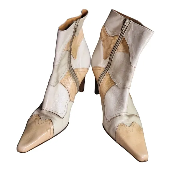Sexy Patchwork Leather Zip Ankle Boots Made in Italy by Luisa D'Orio sz 41 (10)