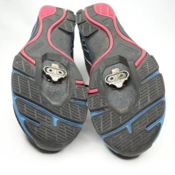 Shimano Click'r CW41 Women's Size 9.5 Black Blue Commuter Lace Up Cycling Shoes