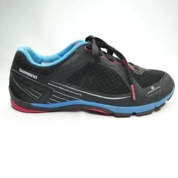 Shimano Click'r CW41 Women's Size 9.5 Black Blue Commuter Lace Up Cycling Shoes