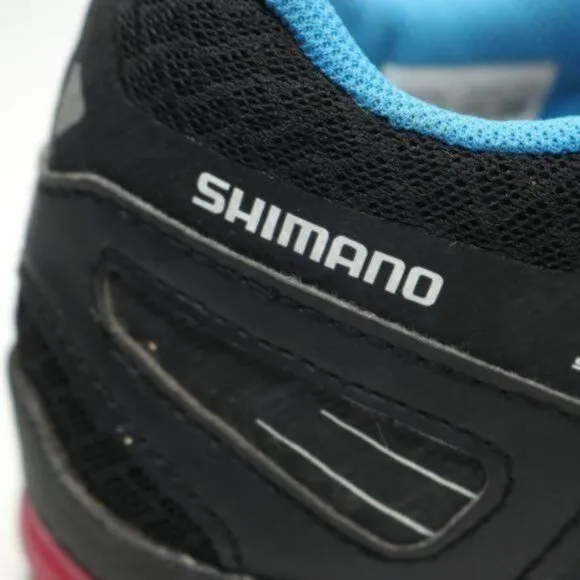 Shimano Click'r CW41 Women's Size 9.5 Black Blue Commuter Lace Up Cycling Shoes