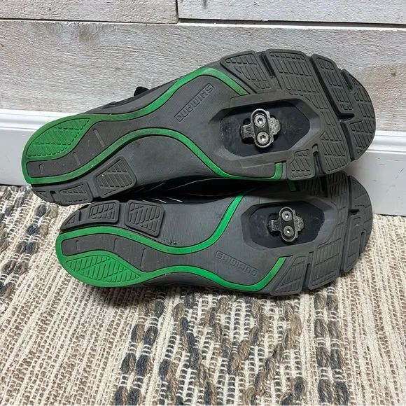 Shimano Click’r Cycling Clipless Sneakers Mens 10.5 Black Green SH-CT41L Shoes