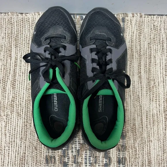 Shimano Click’r Cycling Clipless Sneakers Mens 10.5 Black Green SH-CT41L Shoes