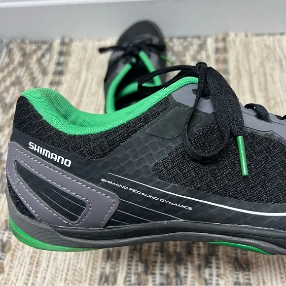 Shimano Click’r Cycling Clipless Sneakers Mens 10.5 Black Green SH-CT41L Shoes