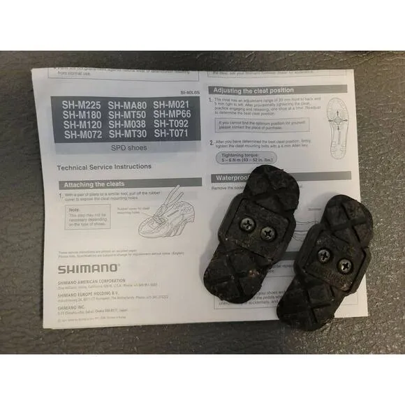 Shimano Cycle Shoes Size 7  - 7.5 EU38 Manual and cleat cover cleat clips
