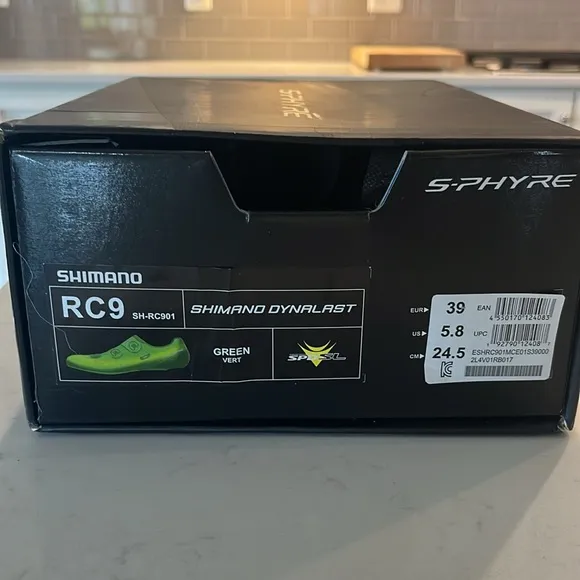 Shimano S-Phyre RC9 road cycling shoes. Green - size 39 / 5.8 / 24.5