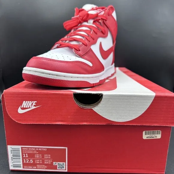 Size 11 - Nike Dunk High University Red White Men's Sneakers DD1399-106 Retro