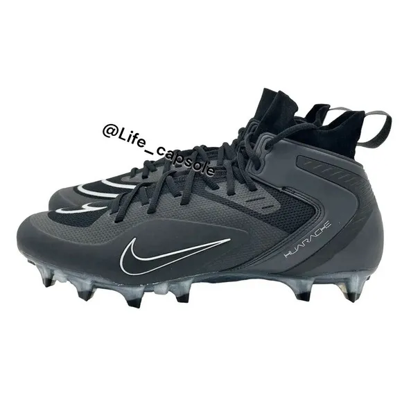 Size 14 Nike Alpha Huarache 8 Elite Black Lacrosse Cleats CW4440-011 Men's New