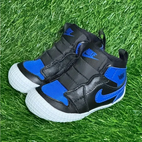 Size 3C - Nike Jordan 1 Crib Bootie Black/Varsity Royal-White - AT3745 007