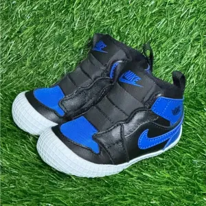 Size 3C - Nike Jordan 1 Crib Bootie Black/Varsity Royal-White - AT3745 007