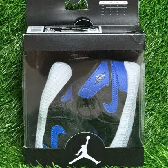 Size 3C - Nike Jordan 1 Crib Bootie Black/Varsity Royal-White - AT3745 007