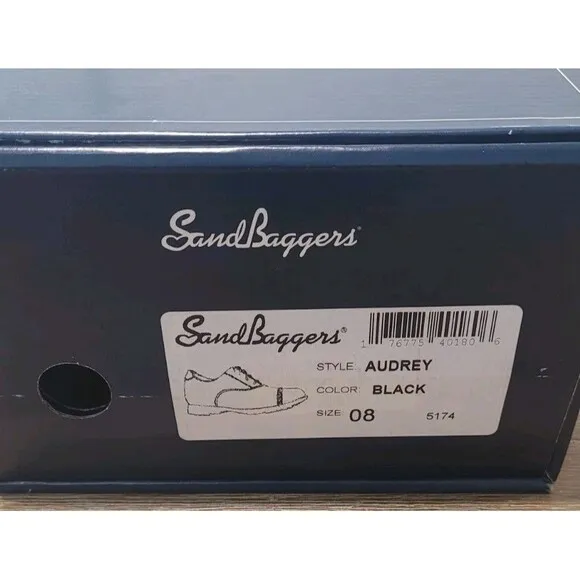 Size 8 Sandbaggers Audrey Womens Golf Shoes Black White Saddle Lace Up Leather
