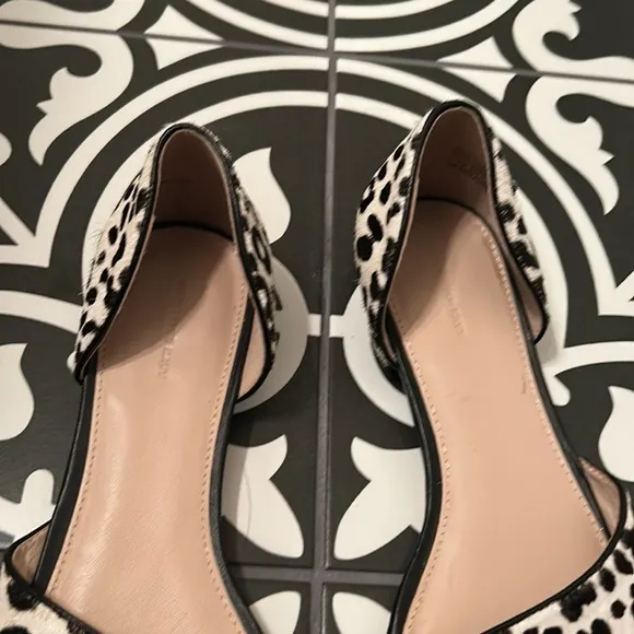 Something Navy Juliana Genuine Calf Hair Flat Black White Leopard Print Size 9