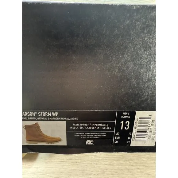 SOREL Carson™ Storm Waterproof Boot Men’s Size 13 Camel Brown/Oatmeal