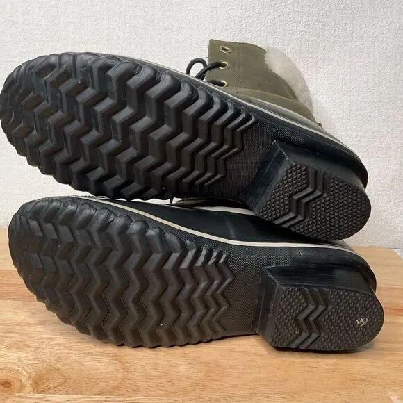 Sorel Slimpack II Lace Elk Women's 9 Olive Gray Leather Winter Snow Boots