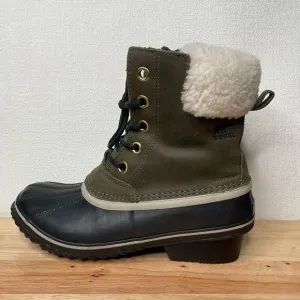 Sorel Slimpack II Lace Elk Women's 9 Olive Gray Leather Winter Snow Boots