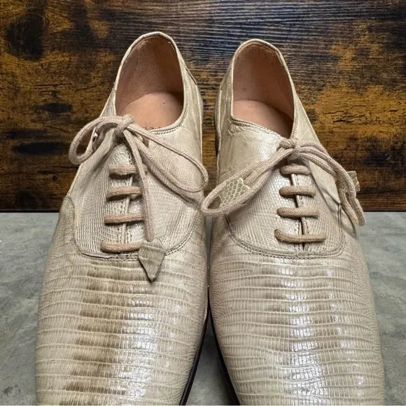 Stacy Adams genuine reptile leather Oxford shoes men's 8.5 neutral anaconda