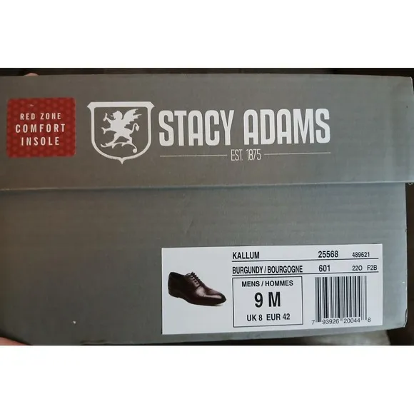 Stacy Adams Kallum Men's Cap Toe Oxford Burgundy‎ Leather Dress Shoes 25568 #778