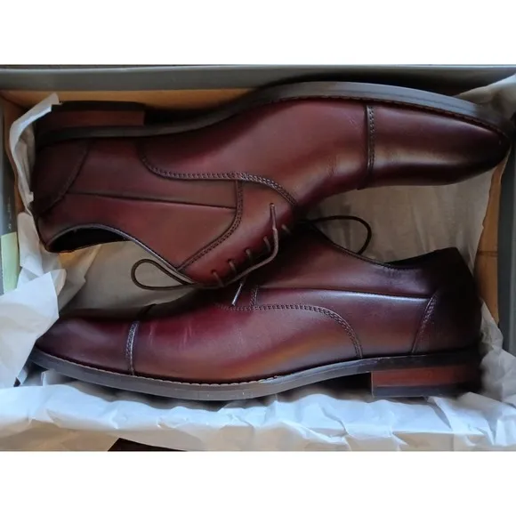 Stacy Adams Kallum Men's Cap Toe Oxford Burgundy‎ Leather Dress Shoes 25568 #778