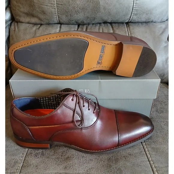 Stacy Adams Kallum Men's Cap Toe Oxford Burgundy‎ Leather Dress Shoes 25568 #778
