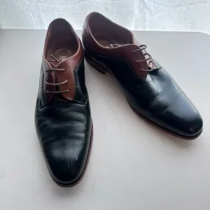 Stacy Adams Men's 9 Shoes Black Brown Leather Plain Toe‎ Savion 25177
