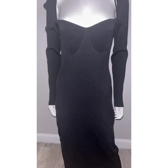 Staud Black Silhouette Long Sleeve Maxi Dress Size Large