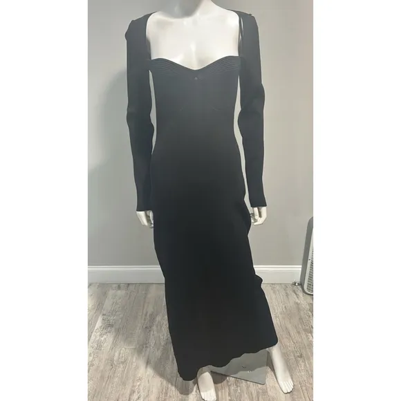 Staud Black Silhouette Long Sleeve Maxi Dress Size Large