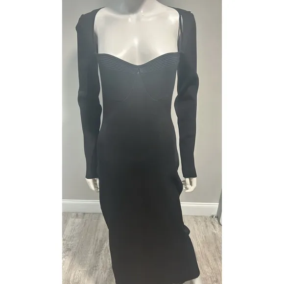 Staud Black Silhouette Long Sleeve Maxi Dress Size Large