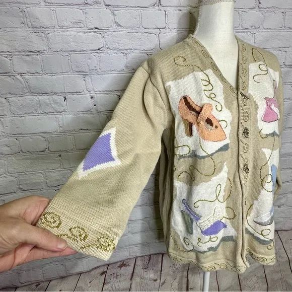 Storybook Knits rare vintage Cinderella’s Passion heel shoe cardigan