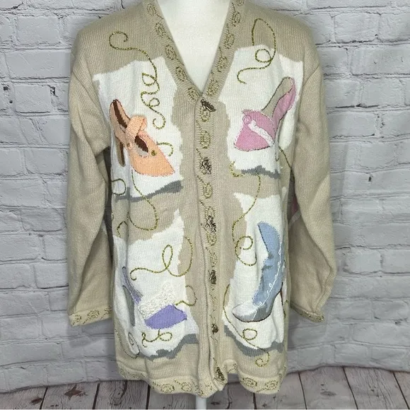 Storybook Knits rare vintage Cinderella’s Passion heel shoe cardigan