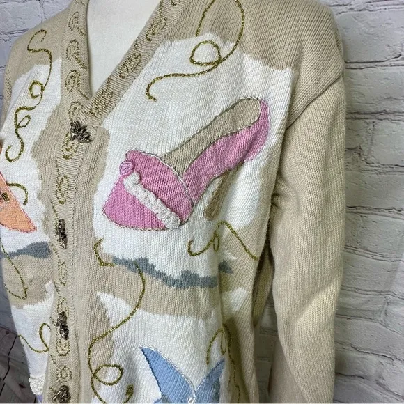Storybook Knits rare vintage Cinderella’s Passion heel shoe cardigan