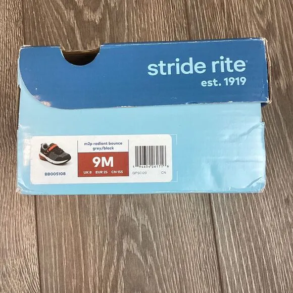 Stride Rite Shoes Sneakers Made 2 Play‎ Radiant Bounce Gray Black 9M NEW