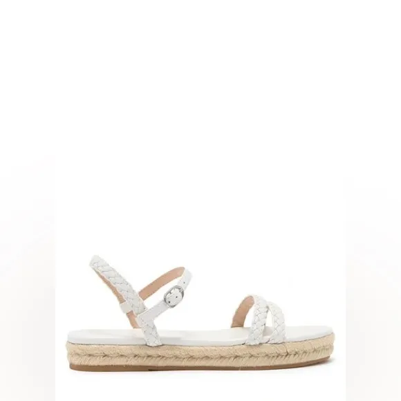 Stuart Weitzman Mykonos Braided Strap Espadrille Flat In White 9