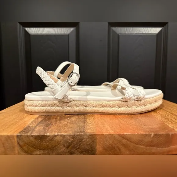 Stuart Weitzman Mykonos Braided Strap Espadrille Flat In White 9