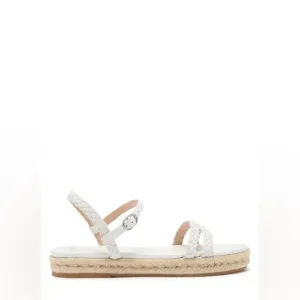 Stuart Weitzman Mykonos Braided Strap Espadrille Flat In White 9
