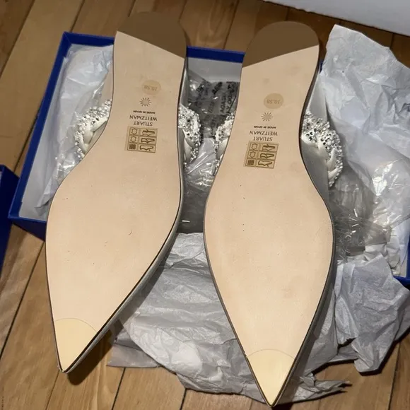 Stuart Weitzman ROYALE PEARL BRAIDA FLAT - Women's size 10.5