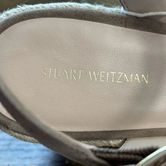 Stuart Weitzman Shoes 11 Tan Teddi Suede Espadrille Wedge Sandals New