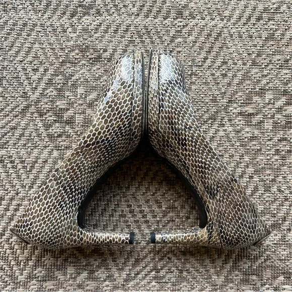 Stuart Weitzman Shoes Snakeskin Pumps Platform Python Peep Toe Brown Tan 8