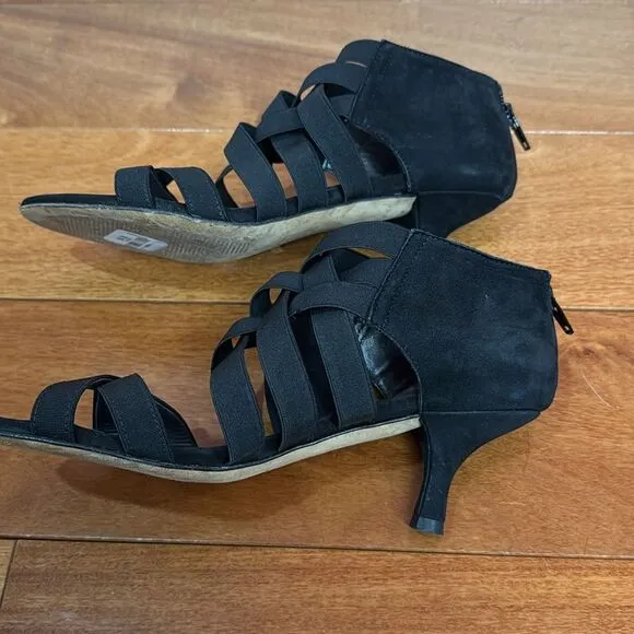 STUART WEITZMAN Women's Black Suede Lasting Elastic Straps Sandal Size 7