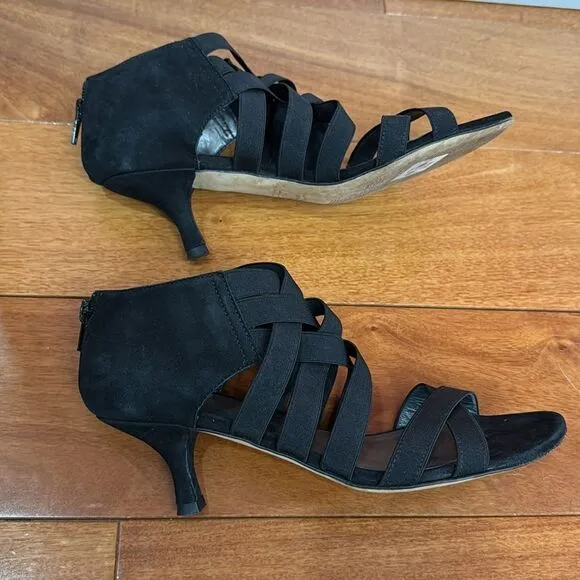 STUART WEITZMAN Women's Black Suede Lasting Elastic Straps Sandal Size 7