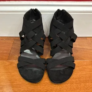 STUART WEITZMAN Women's Black Suede Lasting Elastic Straps Sandal Size 7