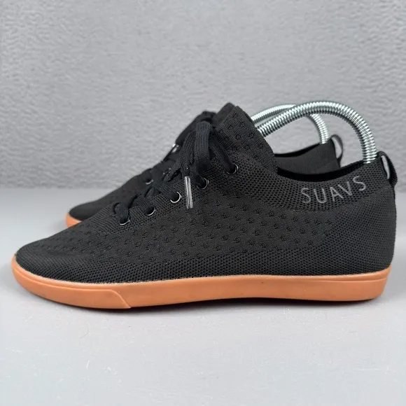 Suavs Shoes Mens 8 Jet Black Gum The Zilker Knit Sneaker Barefoot Workout Travel