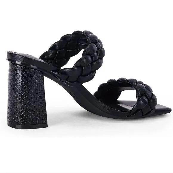 Super cute black double braid band syktmax heels sz 7