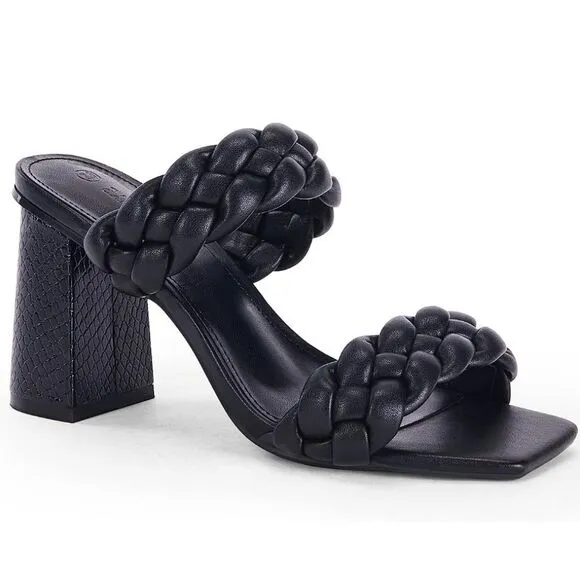 Super cute black double braid band syktmax heels sz 7